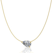 Pendentif diamant naturel poire 1.00 carat or jaune Graziella